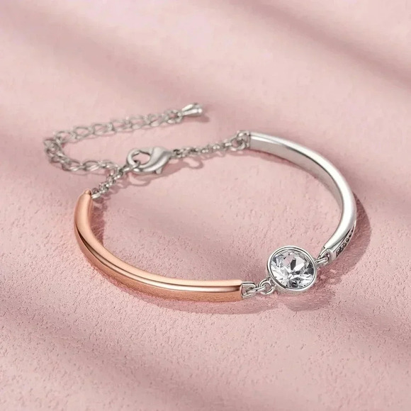 18K Rose Gold Plated Bracelets for Women with Cubic Zirconia 2.5cm CZ, Size  7 " - Picture 7 of 7